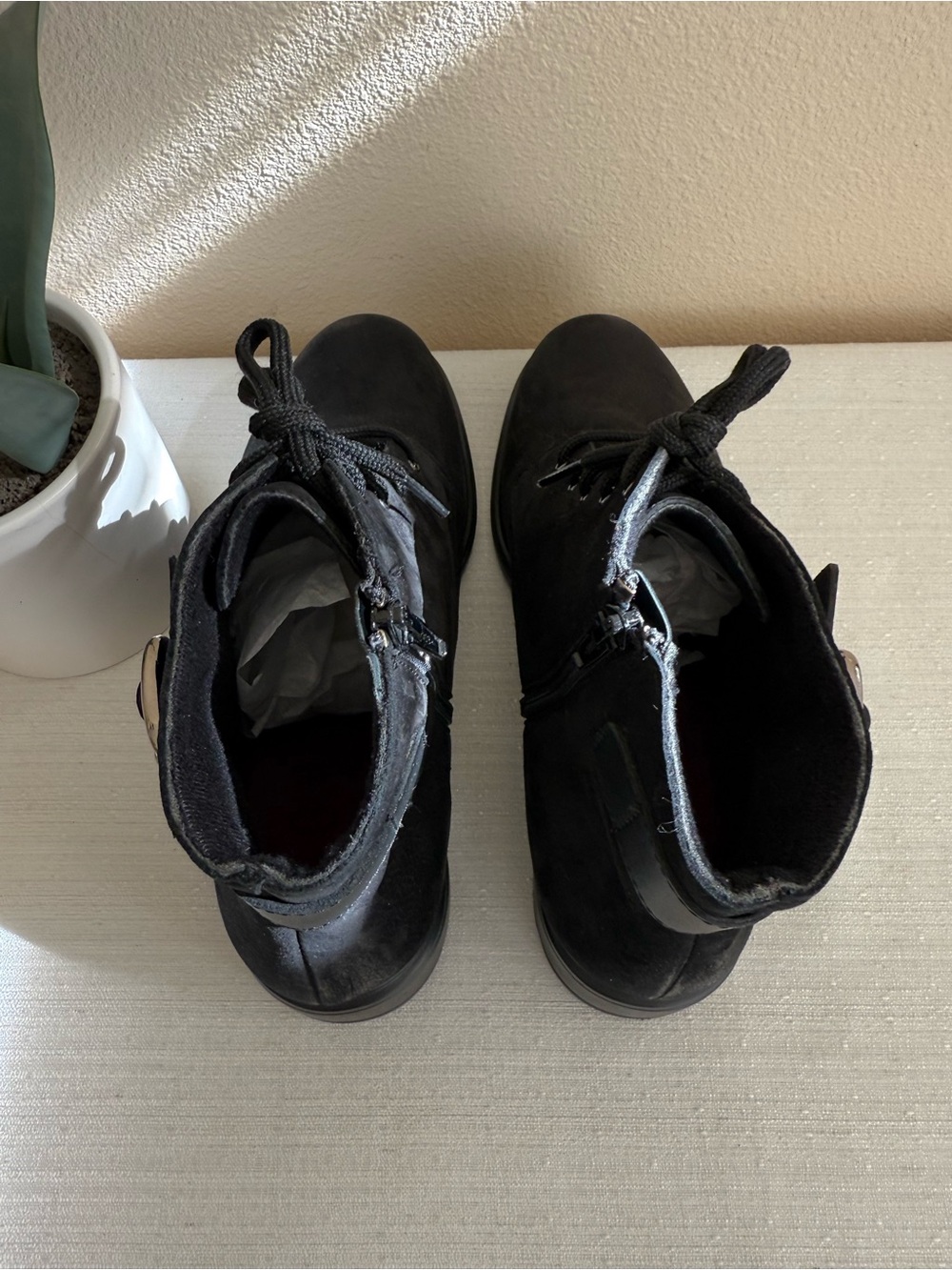 Munro Black Lace-Up Ankle Boots with Buckle Accent - Picture 7 of 13